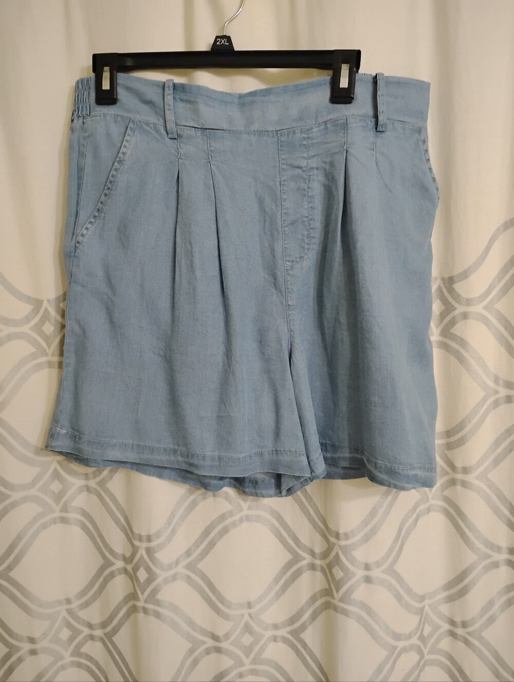 Kathy Ireland Light Blue Women's Relaxed Pleat Shorts